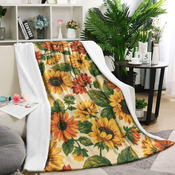 Sunflower Blanket,Comfortable Soft Flannel Throw Blanket,All Season,Warm Lightweight Blankets for Sofa Bed Couch Living Room Chair,40"x50"(100x130cm)