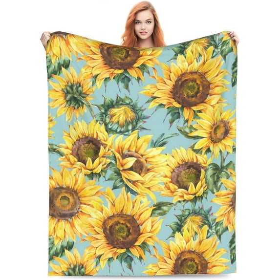 Sunflower Blanket Gifts for Adult Women Vintage Yellow Sunflower Aesthetic for Living Room Bed Couch Soft Warm Lightweight Cozy Throw Flower Blankets Farmhouse Christmas Decor 50x60in