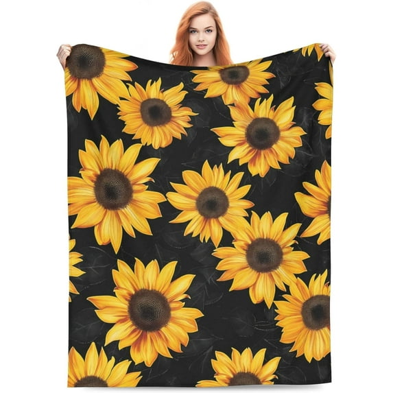 Sunflower Blanket Gifts for Women Girls Adults Soft Warm Lightweight Cozy Sunflowers Throw Blankets for Bed Sofa Living Room Couch Home Decor 50"x40"