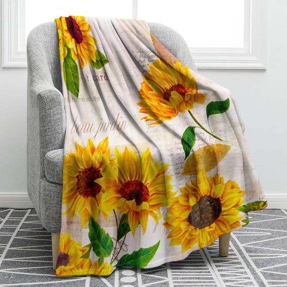Sunflower Blanket Print Cozy Lightweight Durable Bed Couch Blanket for Girl Women Gift 60"x80"