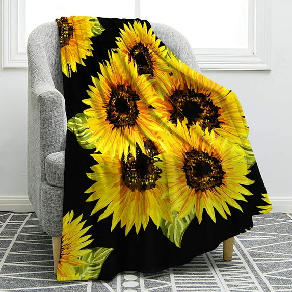 Sunflower Blanket Print Throw Blanket Soft Warm Lightweight for Adults Women Gift 50"x60"