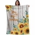 thumbnail image 1 of Sunflower Blanket Soft Cozy Warm Throw Blanket for Couch, Plush Fuzzy Flannel Fleece Blankets for Sofa, Summer Botanical Elegant Floral Wooden Bed Blankets Lightweight Gifts for Women, 50"x60", 1 of 9