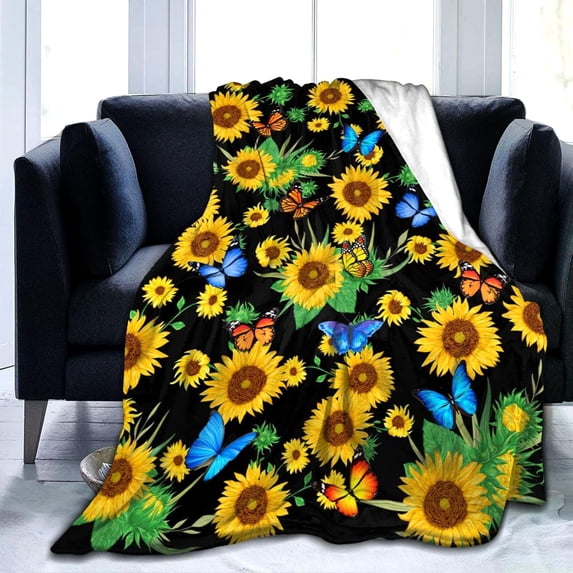 Sunflower Blanket Ultra Soft Cozy Warm Flannel Sunflower Throw Blankets Bedding Gifts for Girls Women Kids Adults 50"x40"