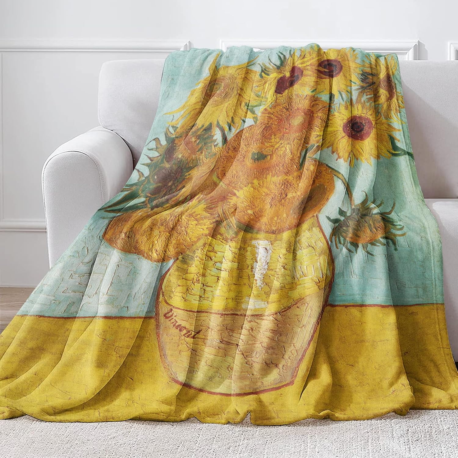 Sunflower Blanket by Vincent Van Gogh,Blanket Vase Throw Oil Painting