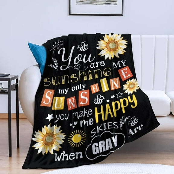 Sunflower Blanket You are My Sunshine Throw Blanket Cozy Soft Flannel Lightweight Blanket Gifts for Adults Kids All Season 80"x60"