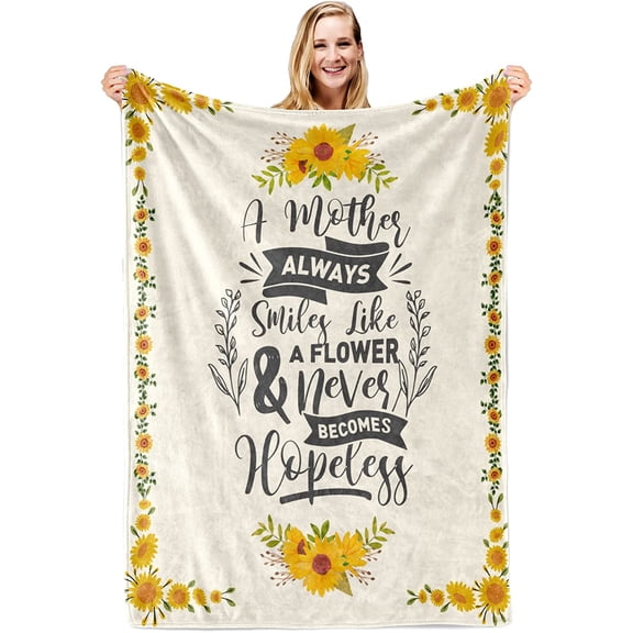 Sunflower Blanket for Mom, Flannel Blankets for Mothers Dayfrom Daughter and Son, 50x60in Fleece Blanket