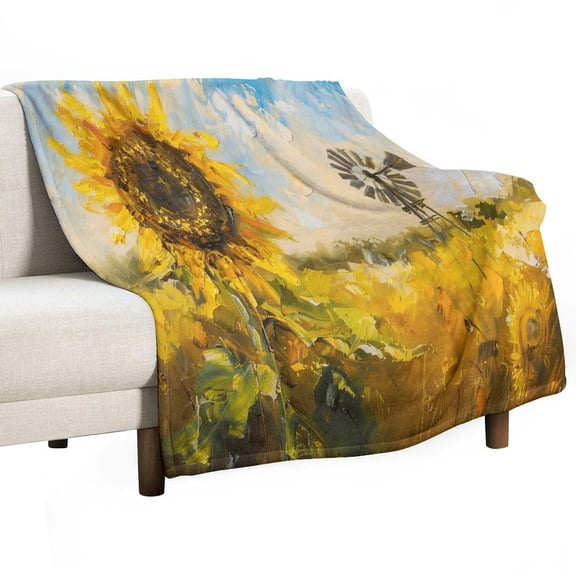 Sunflower Blankets Flannel Blanket with Soft Throw Blanket for Couch, Bed, Sofa Luxurious Warm And Cozy for All Seasons