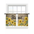 thumbnail image 1 of Sunflower Blessed Sheer Curtains 45 Inch Long 2 Panels, Floral Farm Vintage Wood Striped Texture Light Filtering Rod Pocket Semi Sheer Curtains, Sheer Voile Drapes for Living Room Bedroom, 52"x45", 1 of 5