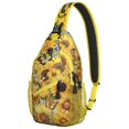 thumbnail image 1 of Sunflower Bloom Country Sling Backpack for Women, Rustic Floral Crossbody Shoulder Bag with Boho Yellow Wildflowers, Vintage Aesthetic Daypack, 1 of 6