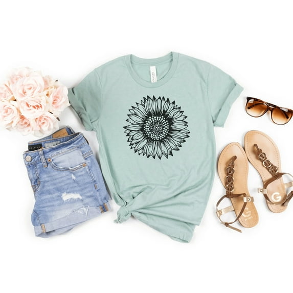 Sunflower Blooming Womens Sunflower Tee, Flower Tee Shirt, Botanical Tee, Wildflower shirt, Flower t-shirt, Sunflower tee, plant lover gift