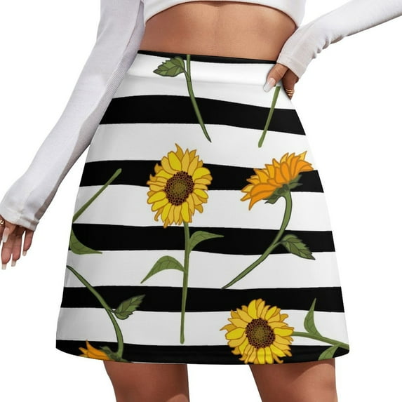 Sunflower Blossom Skirt Summer Yellow Flowers Print Harajuku Casual A-line Skirts Modern M