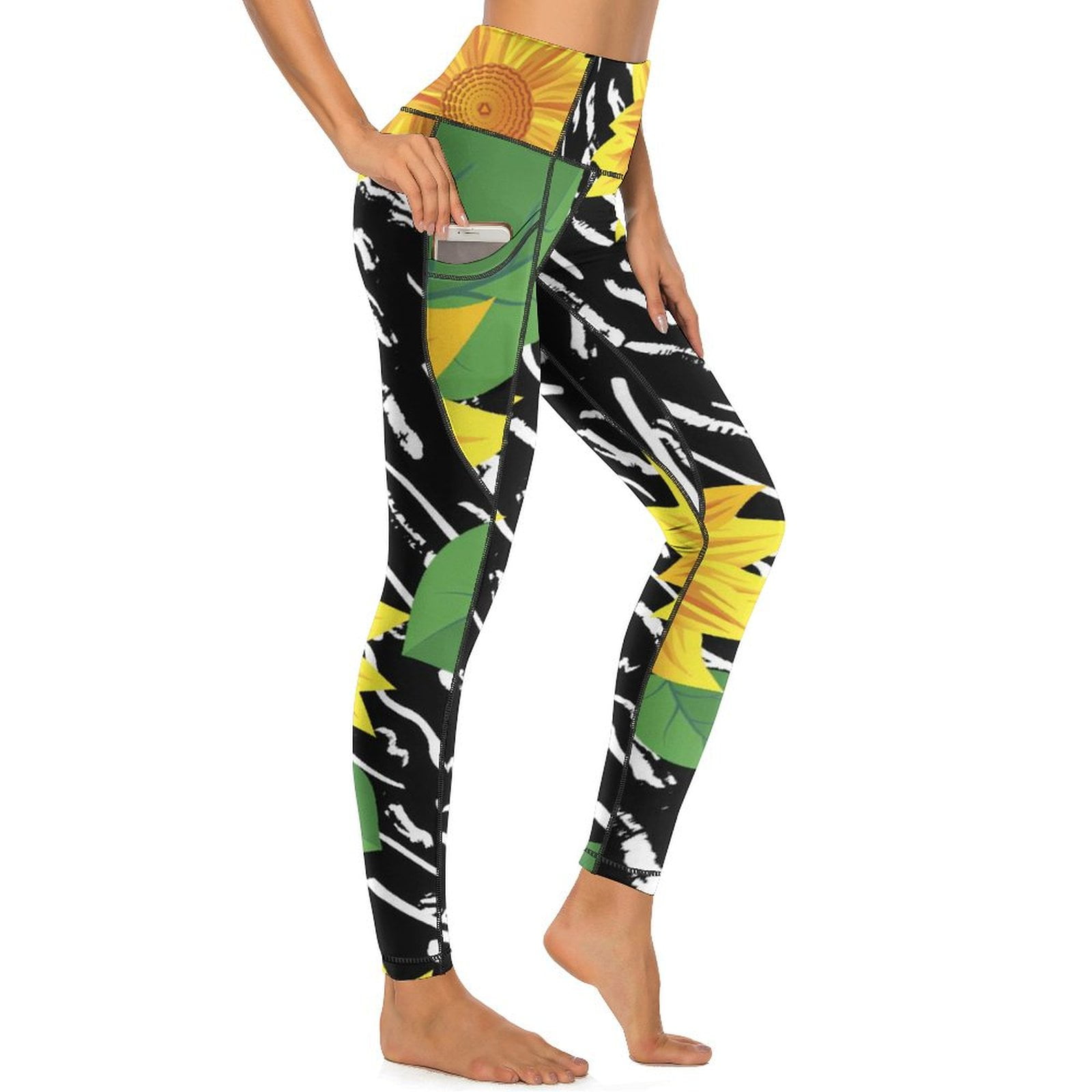 Sunflower Blossom Yoga Pants Sexy Yellow Flowers Graphic Leggings High Waist Gym Leggins Women