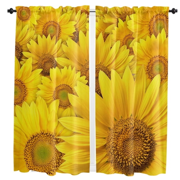 Sunflower Blossoms Yellow Flower Curtain For Living Room Kids Bedroom Kitchen Window Curtains Home Essentials Interior Drapes