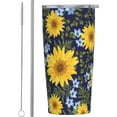 thumbnail image 1 of Sunflower Blue Flower 20oz Stainless Steel Cups, Insulated Stainless Steel Travel Coffee Mug Tumbler With Lid And Straw Durable Coffee Cup Water Bottle For Hot & Cold Drinks, 1 of 6