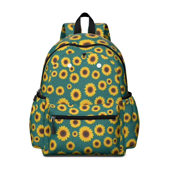 Sunflower Blue Pattern Cute School Backpack with Padded Back and Adjustable Shoulder Straps 13.4"x11"x4.7"