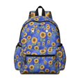 thumbnail image 1 of Sunflower Blue Pattern Cute School Backpack with Padded Back and Adjustable Shoulder Straps 13.4"x11"x4.7", 1 of 5