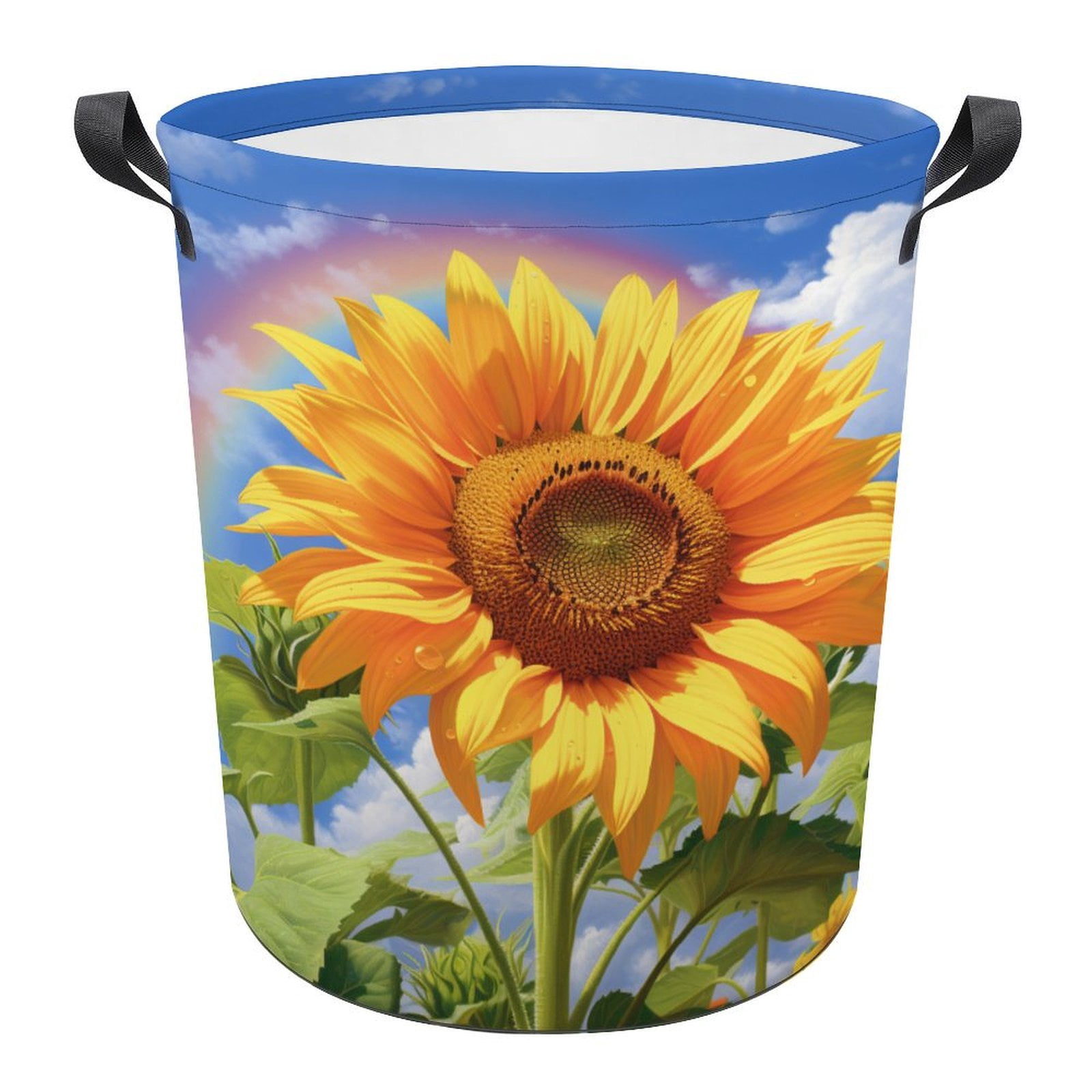 Sunflower Print Laundry Basket