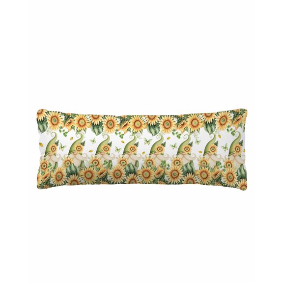 Sunflower Body Pillow Cover 20 x 54 Inch Decorative Pillow Cover Gnomes Butterfly Leaf Butterfly Pastoral Lumbar Pillowcase Seasonal Rectangle Cushion Case for Couch Sofa Bed Living Room