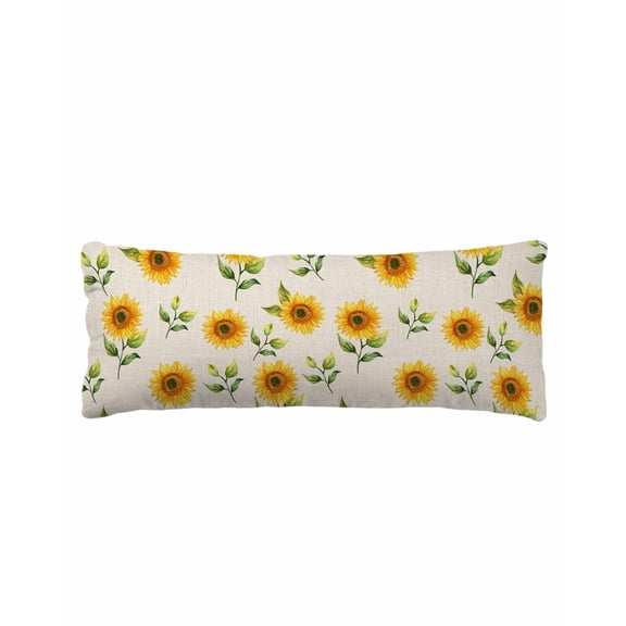 Sunflower Body Pillow Cover 20 x 60 Inch Decorative Pillow Cover Country Pastoral Spring Watercolor Garden Motifs Lumbar Pillowcase Seasonal Rectangle Cushion Case for Couch Sofa Bed Living Room
