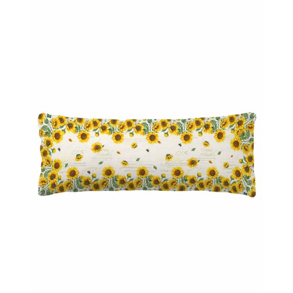 Sunflower Body Pillow Cover 20 x 60 Inch Decorative Pillow Cover Farm Botanical Plant Floral Retro Bee Lumbar Pillowcase Seasonal Rectangle Cushion Case for Couch Sofa Bed Living Room