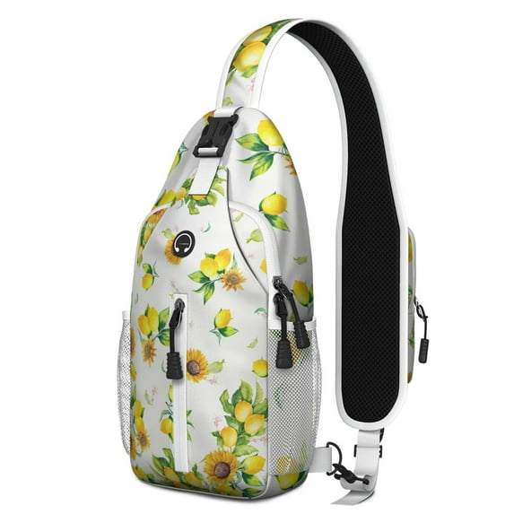 Sunflower Boho Sling Backpack with Rustic Farmhouse Design, Lightweight Durable Crossbody Daypack, Adjustable Strap, Multiple Compartments for Travel, Outdoor Use