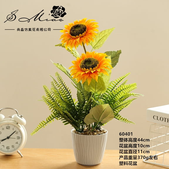 Sunflower Bonsai Artificial Potting Plant Desktop Adornment Plastic Vases Plastic Flower Pots Fake Sunflowers Plant in Pot Artificial Sunflower Potted Flower Indoor Decorate
