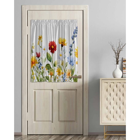Sunflower Botanical Blackout Door Curtains for French, Glass,Front, Back, Patio Door, Farmhouse Spring Floral Thermal Insulated Rod Pocket Window Curtain Drapes With Tiebacks 54"x40"
