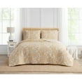 thumbnail image 1 of Sunflower Botanical Ochre 3-Piece All-Season Soft Woven Matelasse Jacquard Reversible Cotton Blend Quilt Set - Full/Queen, 1 of 5
