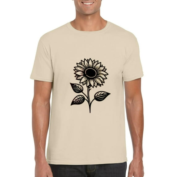 Sunflower Botanical Silhouette Elegant Floral Graphic Tee, for men & women, up to size 5XL
