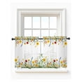 thumbnail image 1 of Sunflower Botanical Tier Curtains 36 Inch Length, Sheer Curtains for Bedroom Living Room Window Farmhouse Spring Floral Rod Pocket Voile Drapes Kitchen Curtains Small Half Window 27.5"x36" 2 Panels, 1 of 6