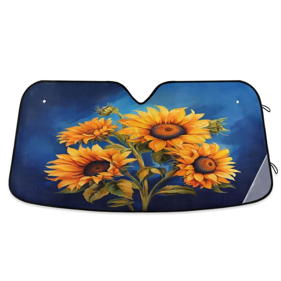 Sunflower Bouquet Car Windshield Sun Shade Foldable Car Front Window Visor Heat and UV Protection 55x27.6