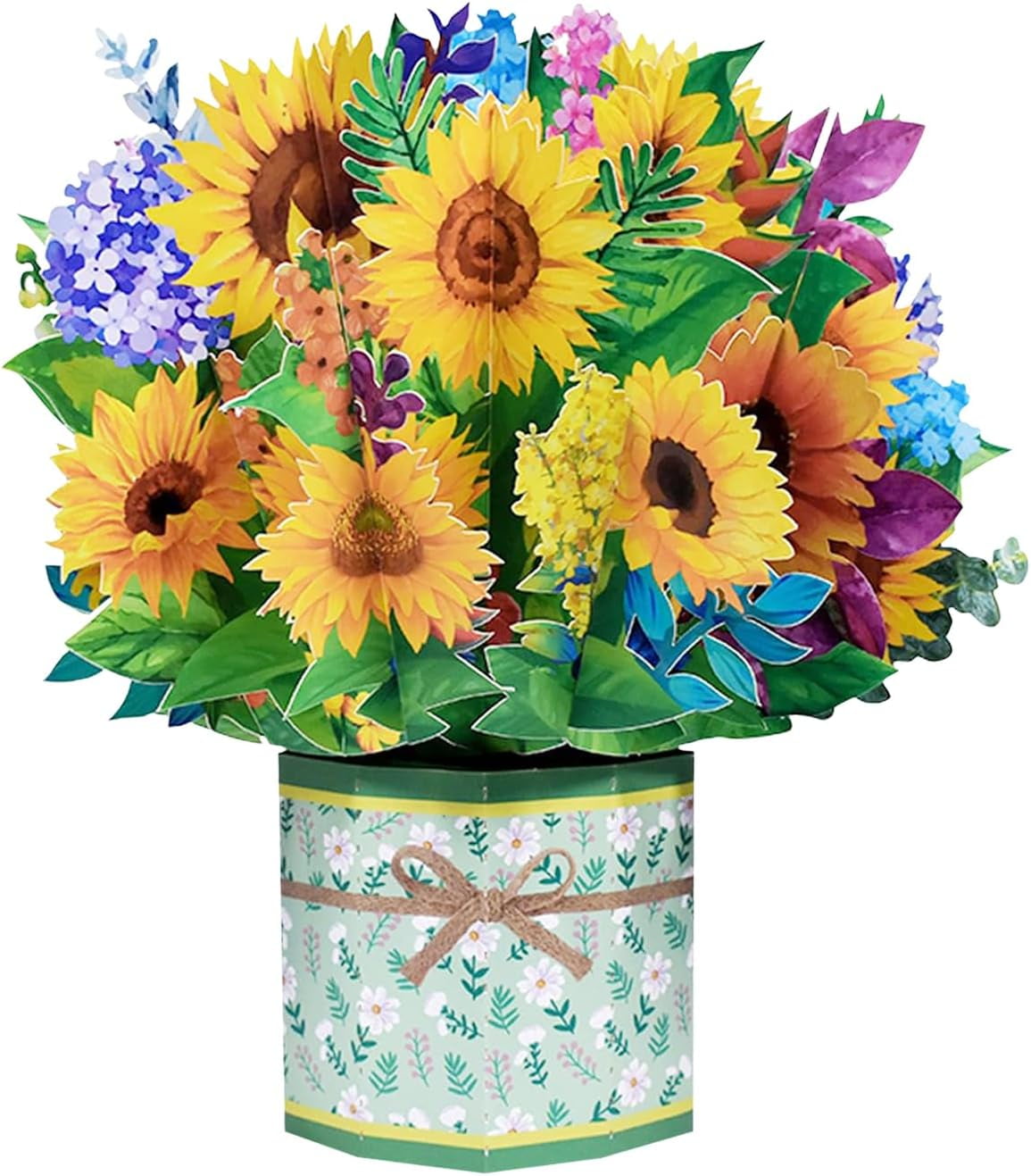 Sunflower Bouquet Pop Up Card, 3D Flower Greeting Card with Envelopes ...