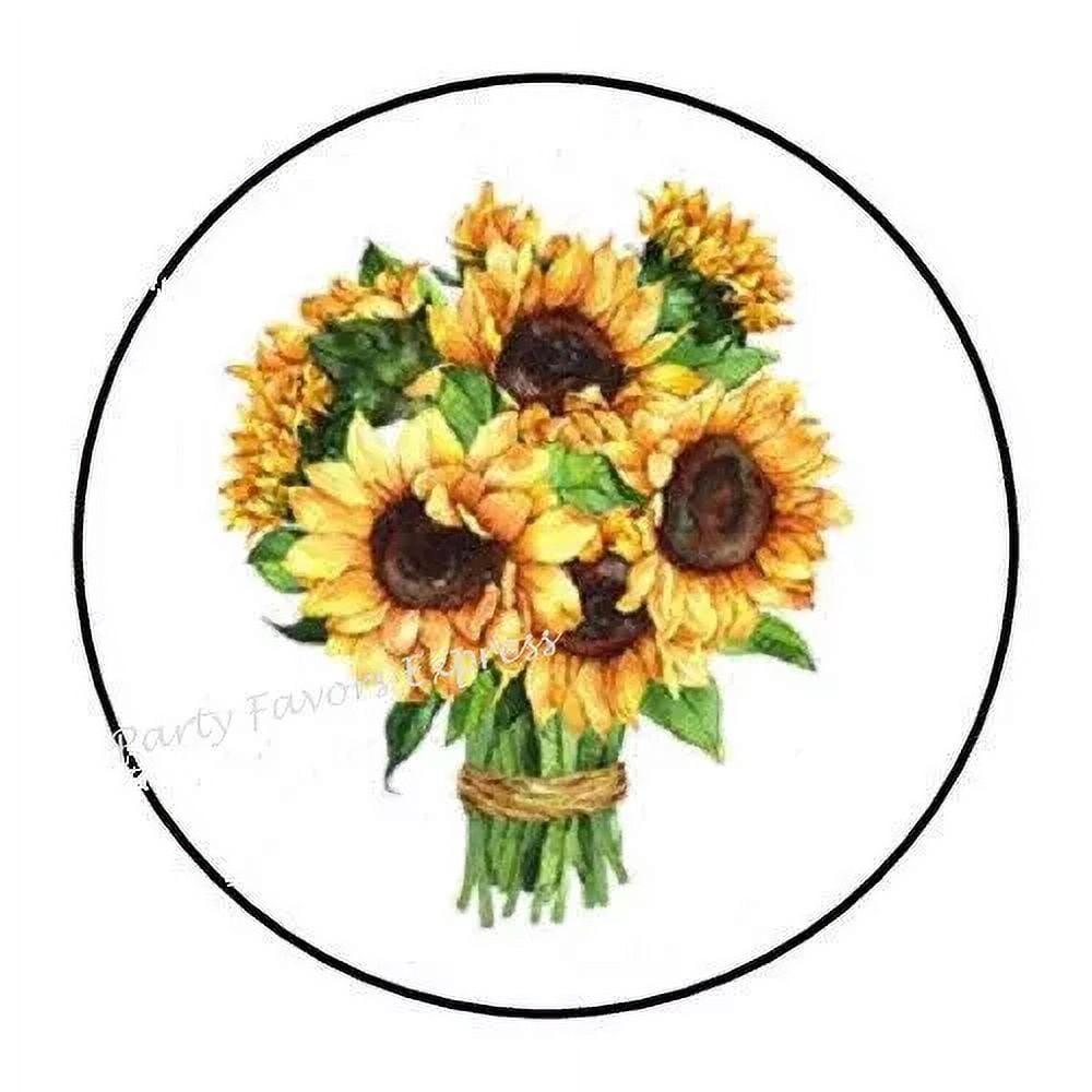 Sunflower Sticker Label Sunflower Bouquet Sticker Party Favors Sticker Envelope Seals Labels ...