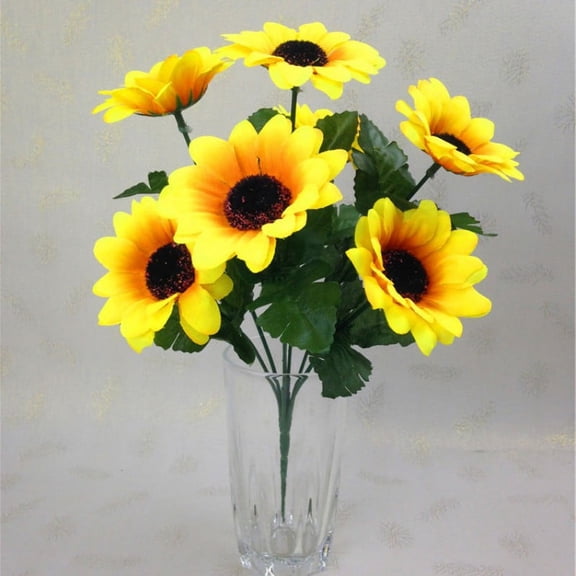 Sunflower Bouquets 7 Floral Head Vantage Sunflowers Silk with Stem for Home Decoration Wedding Party Garden Hotel