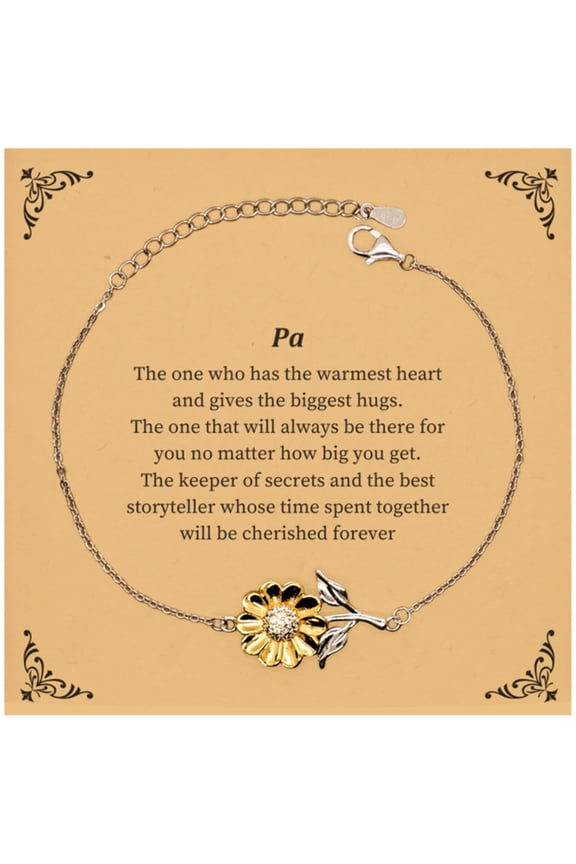 Sunflower Bracelet Gift for Pa - The Keeper of Secrets and Best Storyteller, Perfect for Birthday, Holidays, and Special Occasions - Engraved Inspirational Jewelry to Cherish Forever