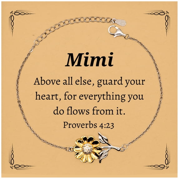 Sunflower Bracelet Mimi Inspirational Quote Guard Your Heart Perfect Gift for Christmas and Graduation
