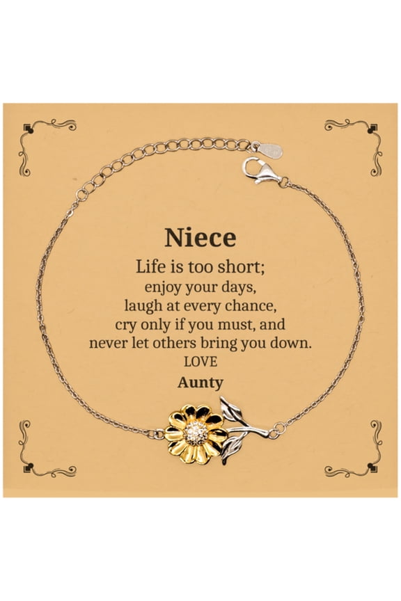 Sunflower Bracelet Niece Aunty Quote Enjoy Every Moment Inspirational Gift for Birthday Holidays