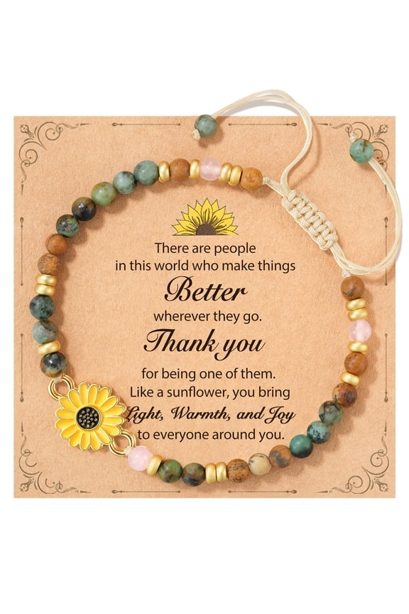 Sunflower Bracelet for Women & Teens – Symbol of Positivity, Strength & Love, Gift for Birthday, Christmas, Thank You, Friends, Coworkers, Daughter