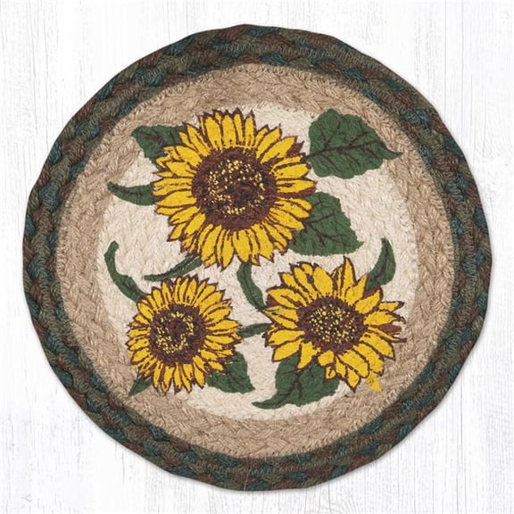Sunflower Braided Round Trivet - Multi Color - 10 x 10 in. - Durable Jute