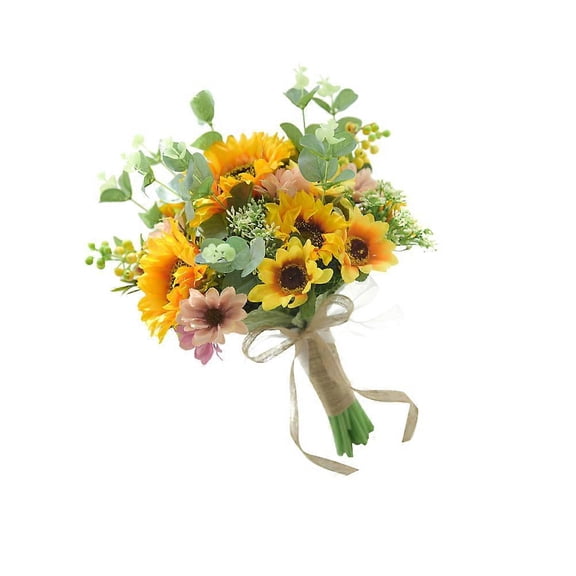 Sunflower Bridal Bouquet 1PC Simulation Flower Bouquet Designed For Bride Wedding Celebrations Multi Color With Elegant Details