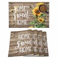 thumbnail image 1 of Sunflower Brown Placemats Set of 4 Farmhouse Bee Country Wooden Grain Place Mats Indoor Wipeable Table Mats Washable Cloth Dining Table Placemats for Kitchen Holiday Party Home Decor 13x19 Inch, 1 of 9