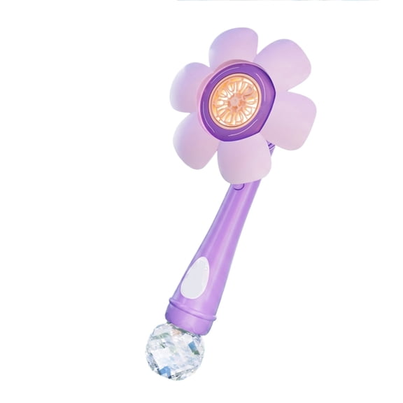 Sunflower Bubble Blowing Machine, USB Rechargeable Automatic Snowflake Bubble Maker with Flower Shower Design, Electric Handheld Bubble Blower with 80ml Bubble Solution (Purple)