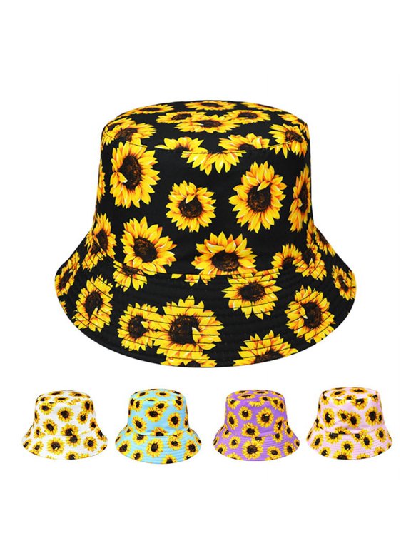 Sunflower Bucket Hat Double-Side-Wear Reversible Sun Hat for Women Men, Summer Vacation Travel Beach Packable Fisherman Hat