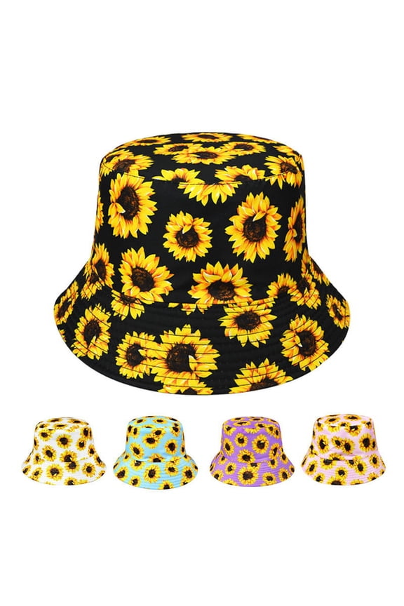 Sunflower Bucket Hat Double-Side-Wear Reversible Sun Hat for Women Men, Summer Vacation Travel Beach Packable Fisherman Hat