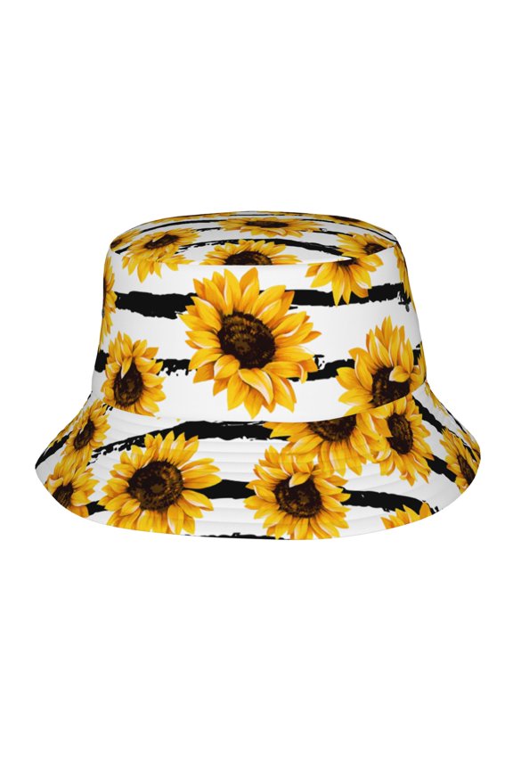 Sunflower Bucket Hat,Packable Fisherman Sun Cap,Foldable UV Protection for Fishing Beach Hiking Camping