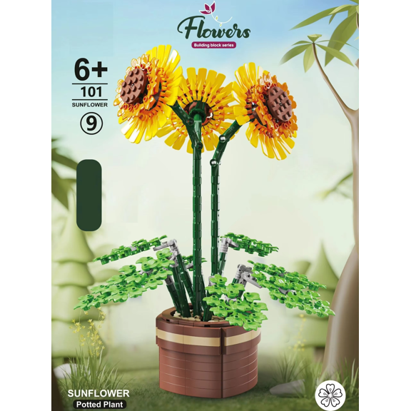Sunflower Building Brick Potted Flower F07M9-9(101)