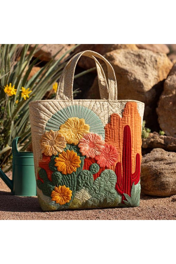 Sunflower Burst Quilted Tote Bag, Sunshine Daisy Quilted Tote Bag