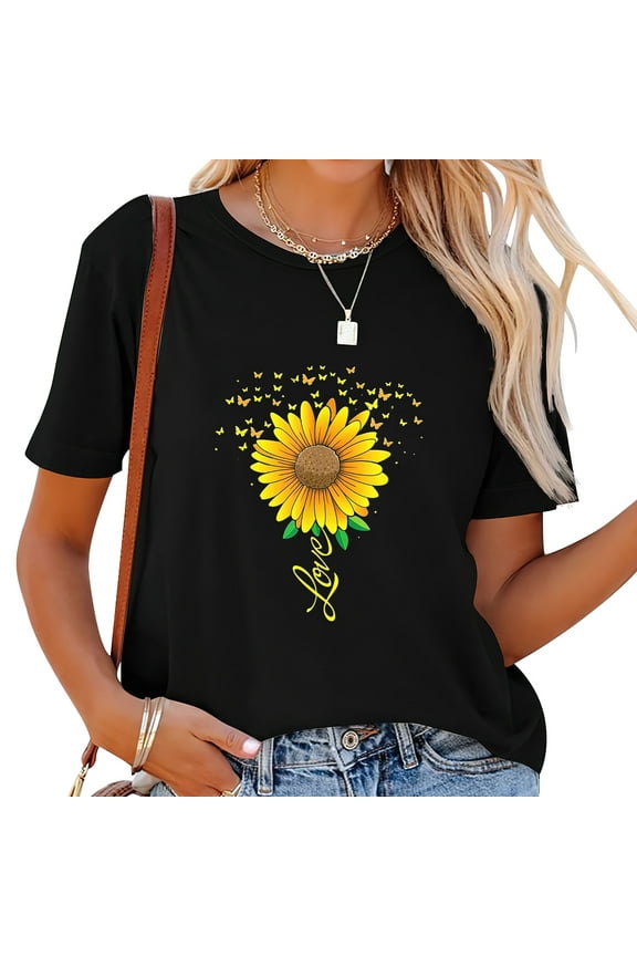 Sunflower Butterflies And Love Women's Inspirational T-Shirt