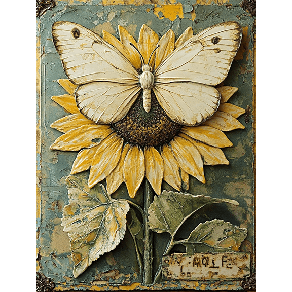 Sunflower Butterfly 3D Textured Wall Art Canvas Painting Suitable for Living Room Bedroom Kitchen Bathroom and Office Decoration.