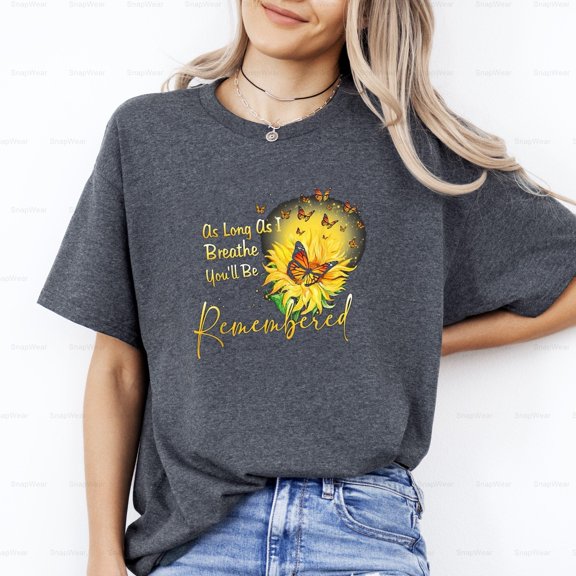Sunflower Butterfly Angel Memorial In Loving Memory Heaven Remembrance T-Shirt, SW, Hoodie Unisex, up to 5XL